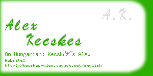 alex kecskes business card